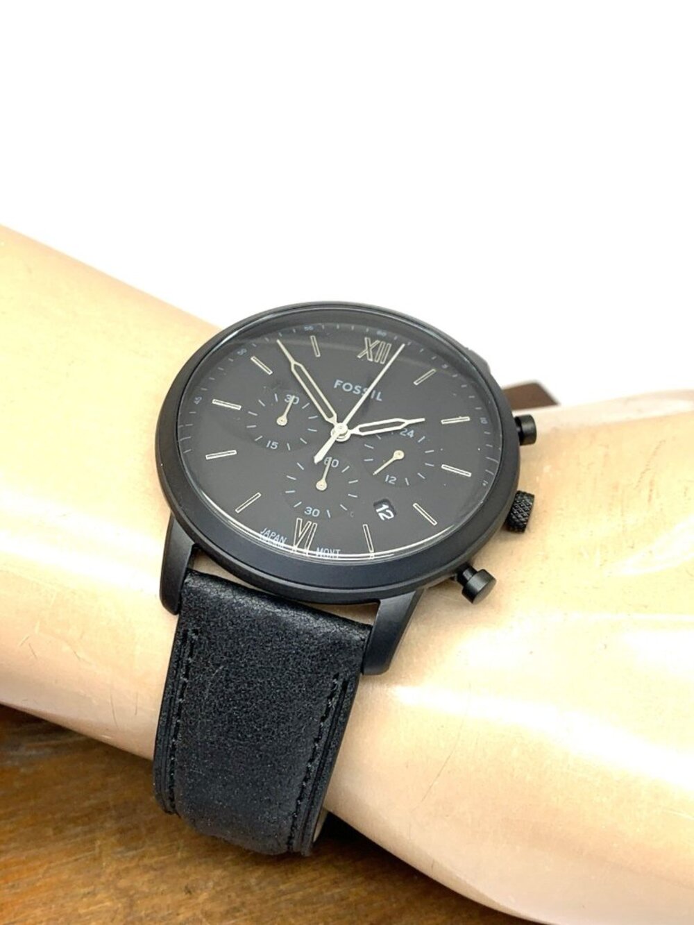 Fossil Men's Watch JR1354 Nate Quartz Chronograph Black Dial Leather Strap 50mm - Picture 6 of 14